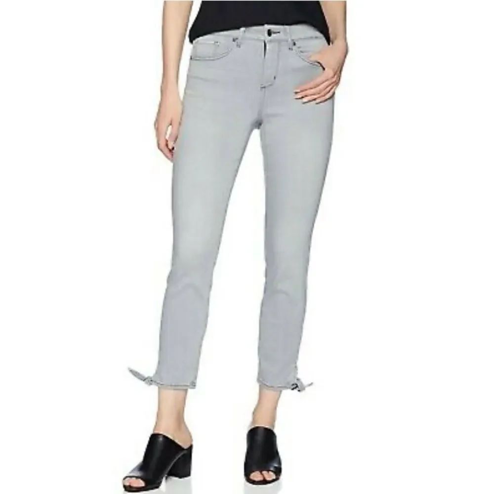 NYDJ Ami Skinny Ankle with Tie Hem Gray Jeans 8